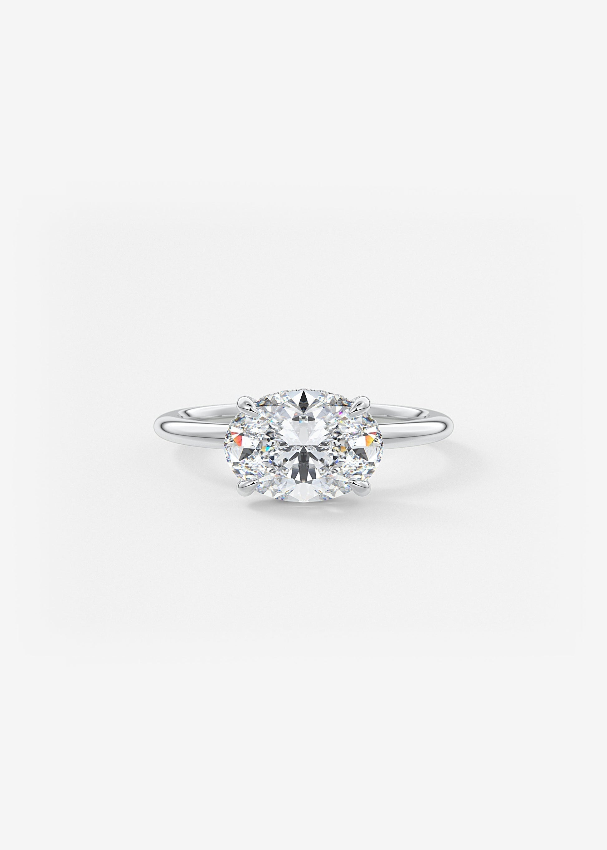 Oval East West Hidden Halo Lab Grown Diamond Engagement Ring