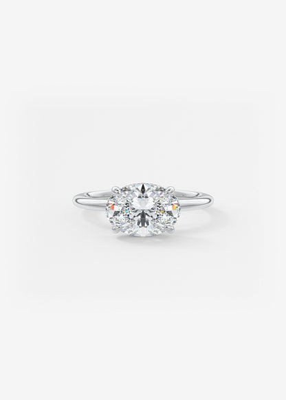 Oval East West Hidden Halo Lab Grown Diamond Engagement Ring