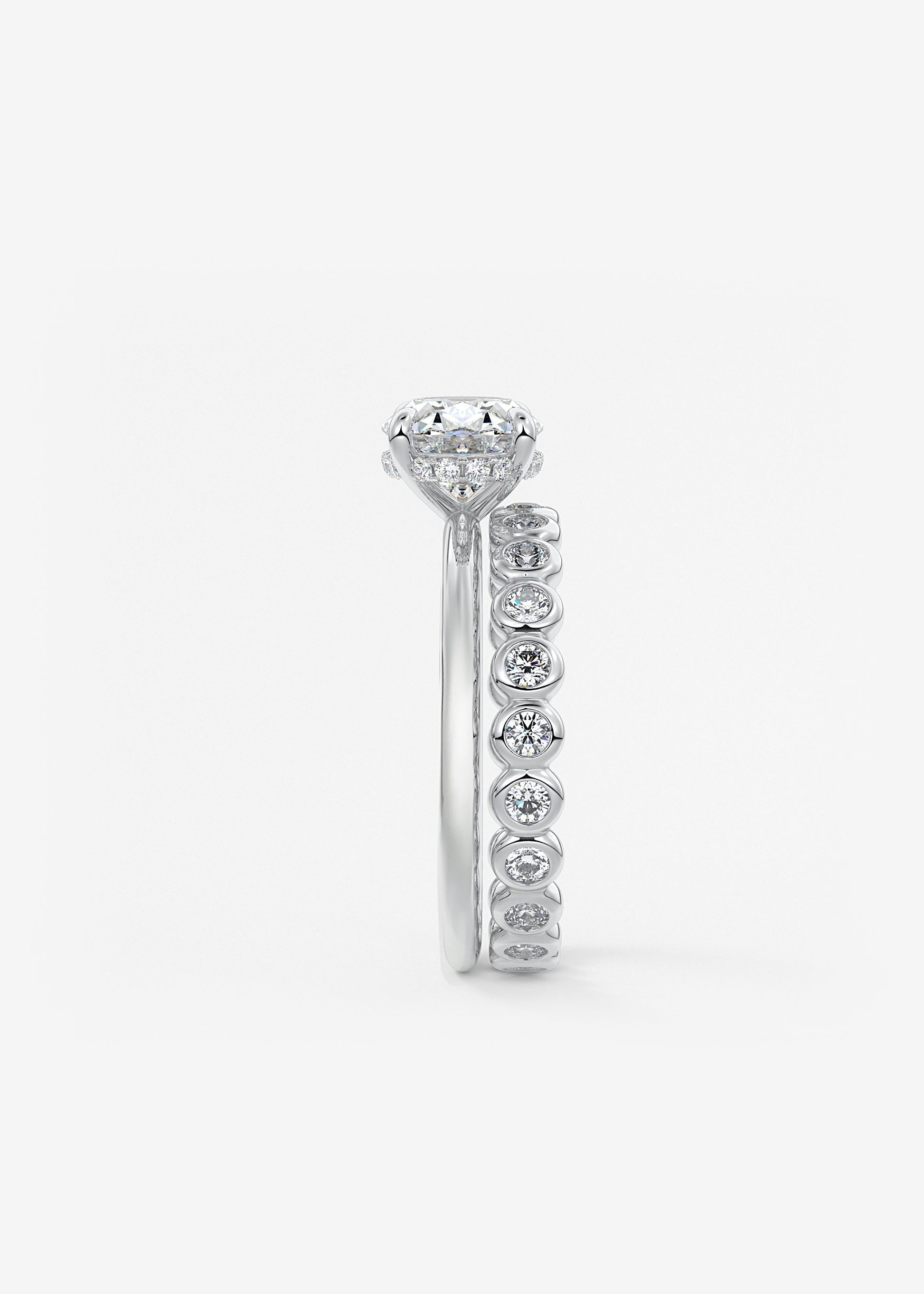 Oval East West Hidden Halo Lab Grown Diamond Engagement Ring