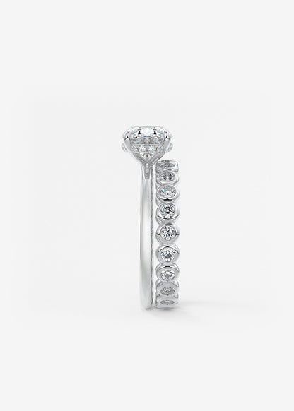 Oval East West Hidden Halo Lab Grown Diamond Engagement Ring