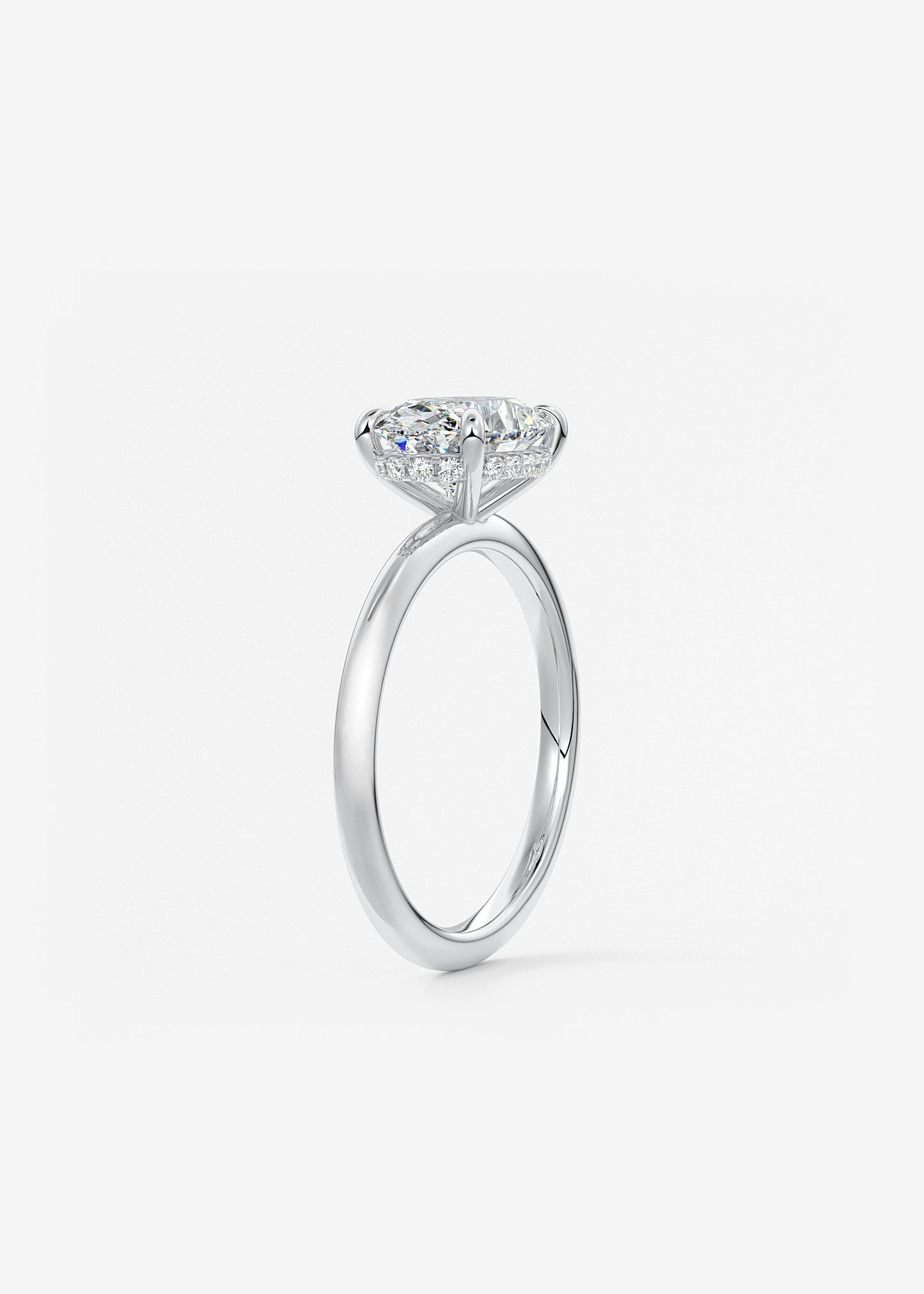 Oval East West Hidden Halo Lab Grown Diamond Engagement Ring