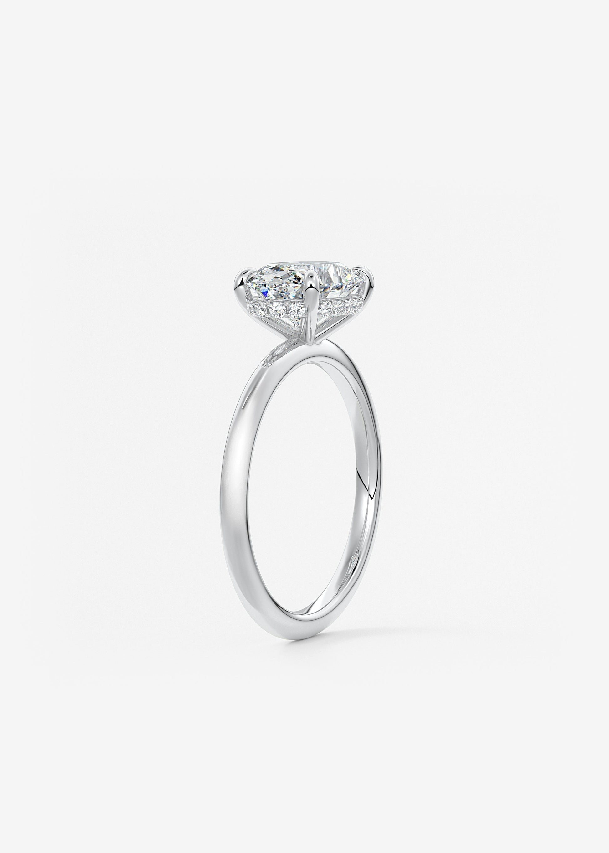 Oval East West Hidden Halo Lab Grown Diamond Engagement Ring