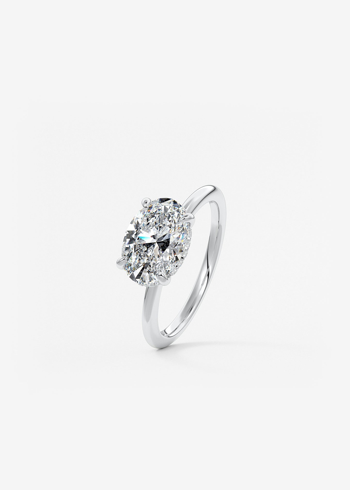Oval East West Hidden Halo Lab Grown Diamond Engagement Ring