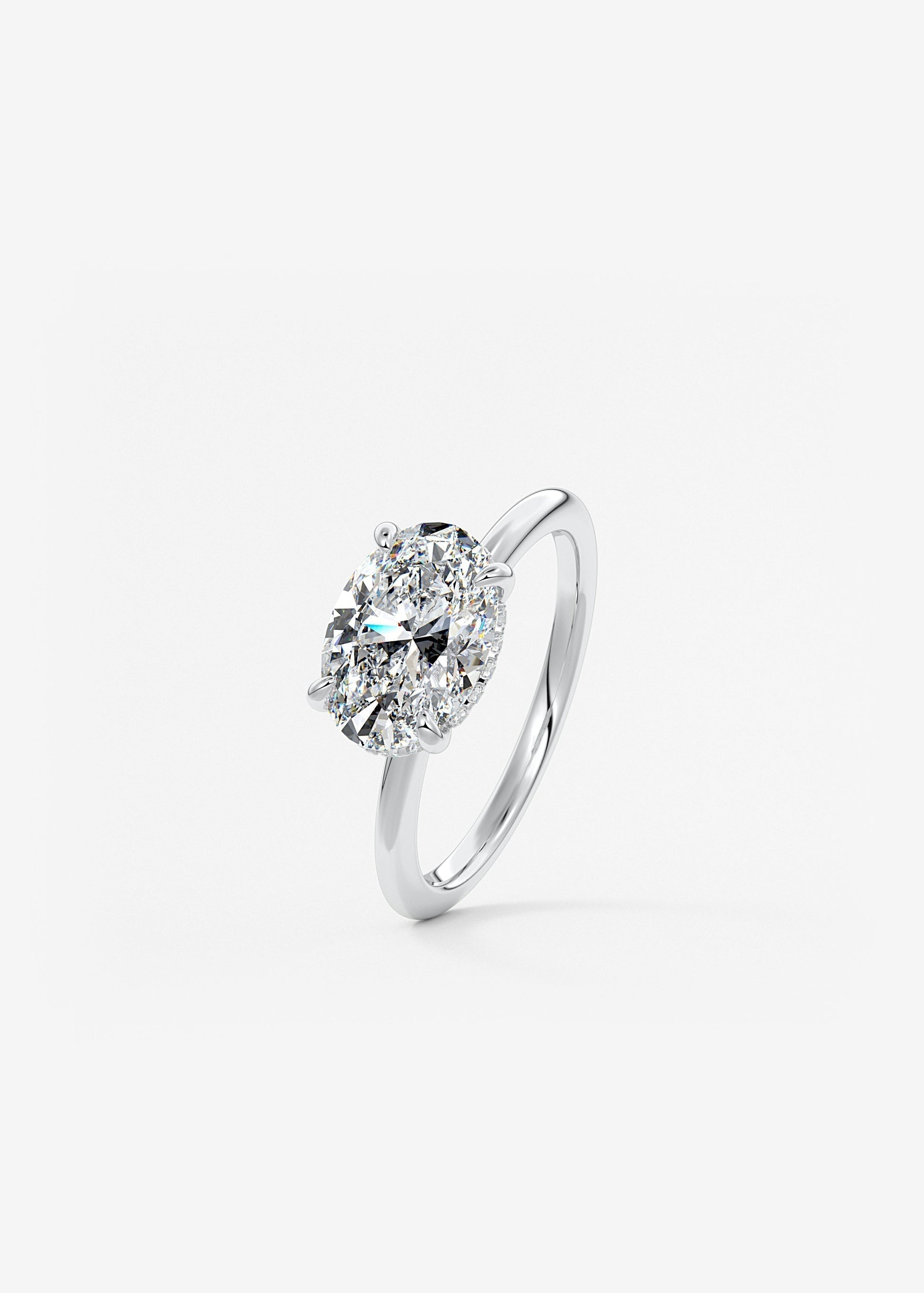 Oval East West Hidden Halo Lab Grown Diamond Engagement Ring