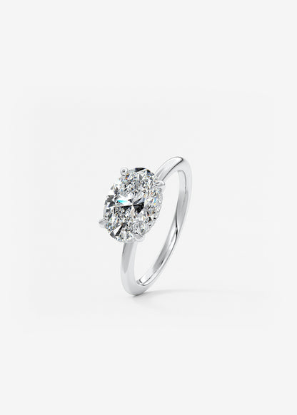 Oval East West Hidden Halo Lab Grown Diamond Engagement Ring