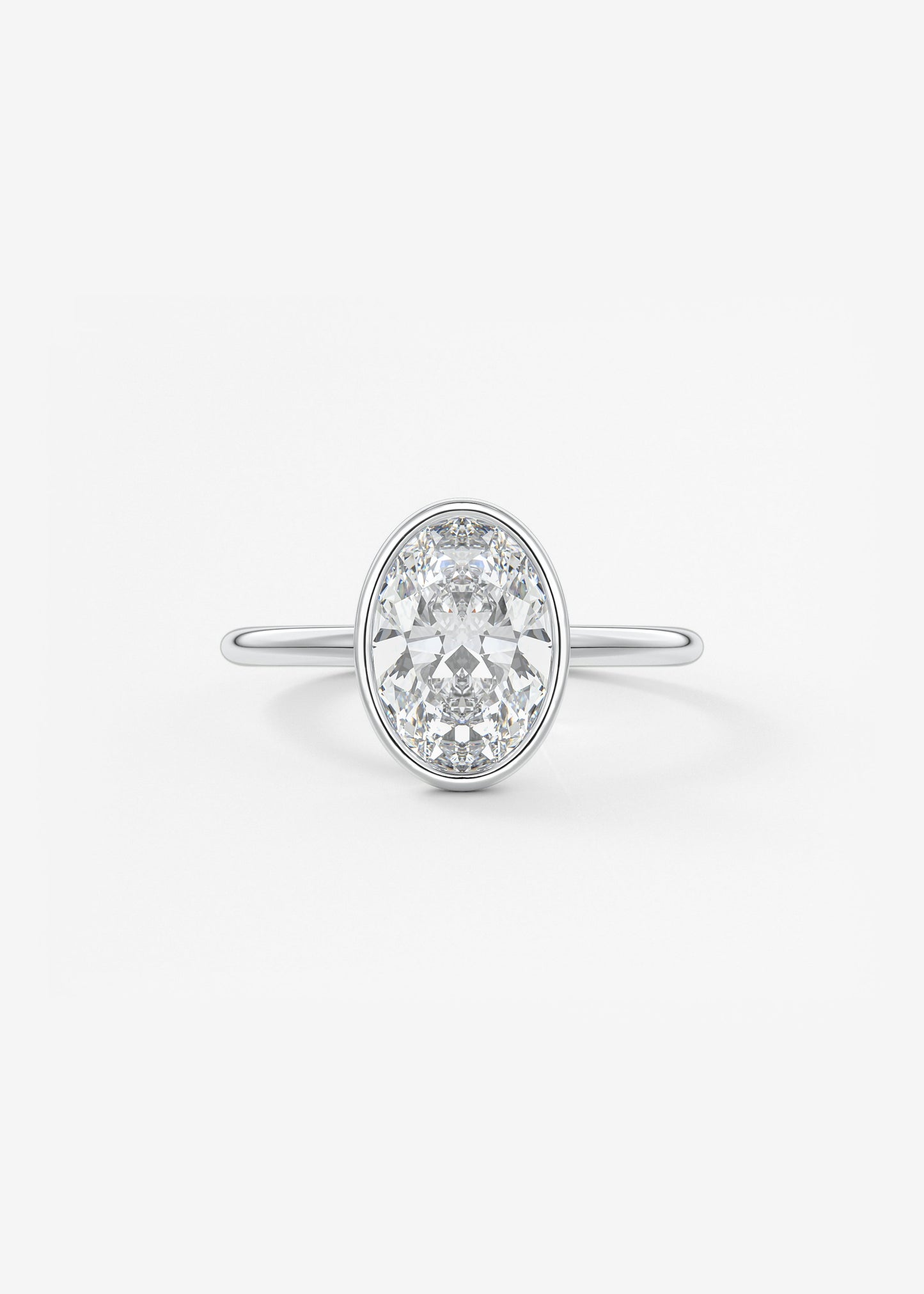 Oval Bezel Lab Grown Diamond Engagement Ring