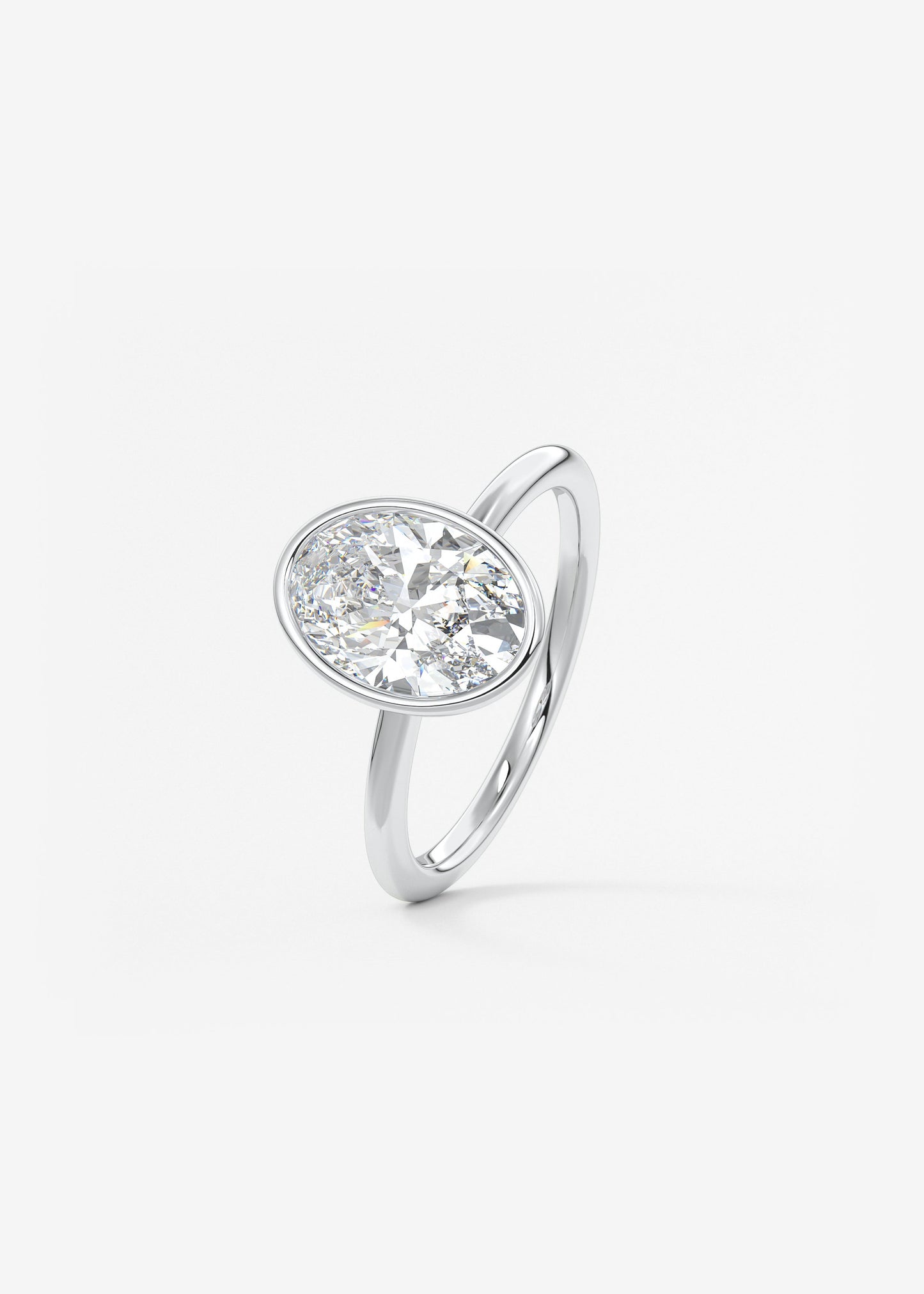 Oval Bezel Lab Grown Diamond Engagement Ring