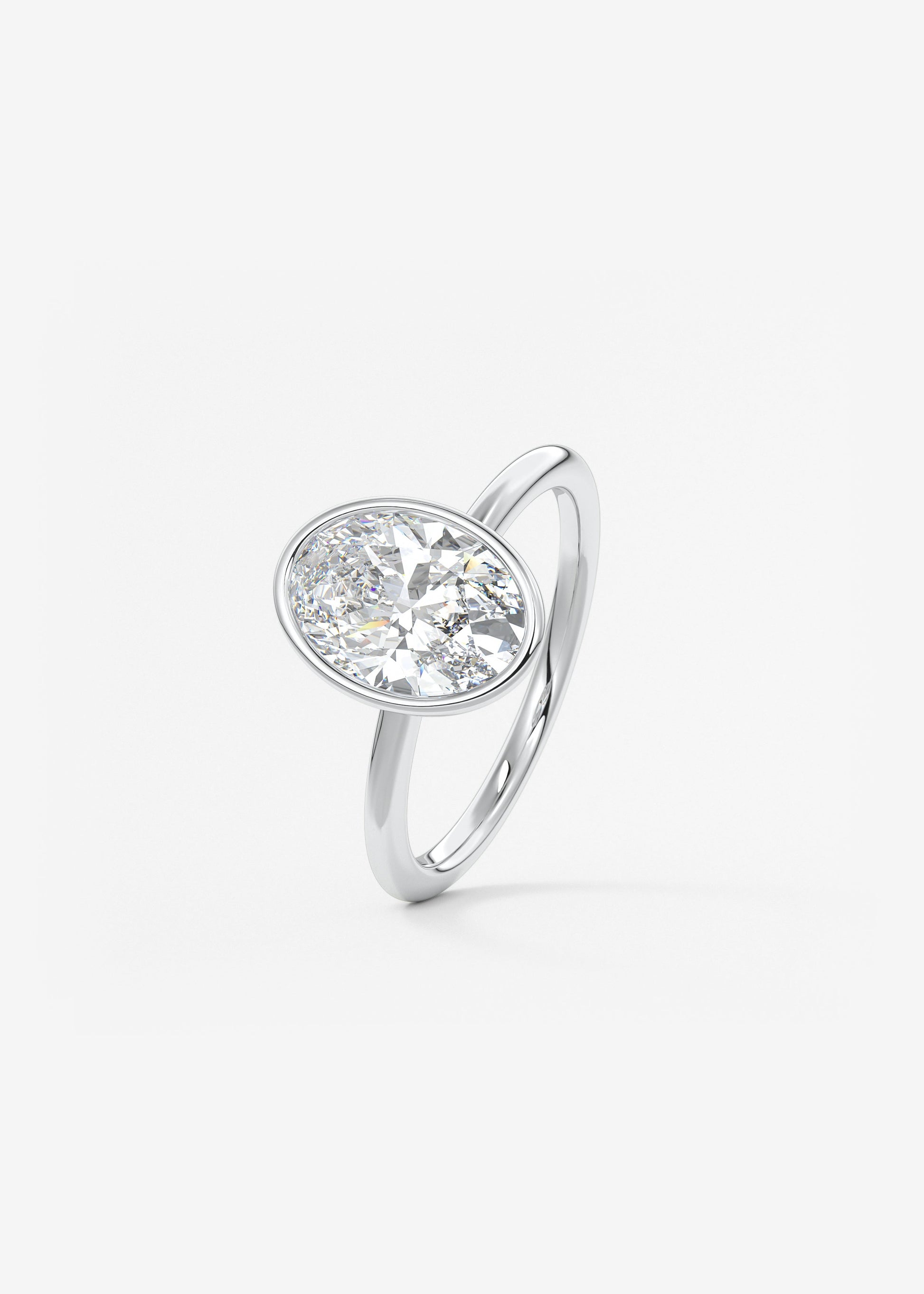 Oval Bezel Lab Grown Diamond Engagement Ring