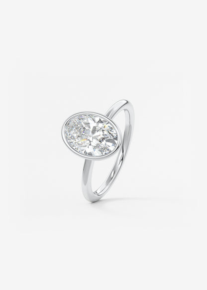 Oval Bezel Lab Grown Diamond Engagement Ring
