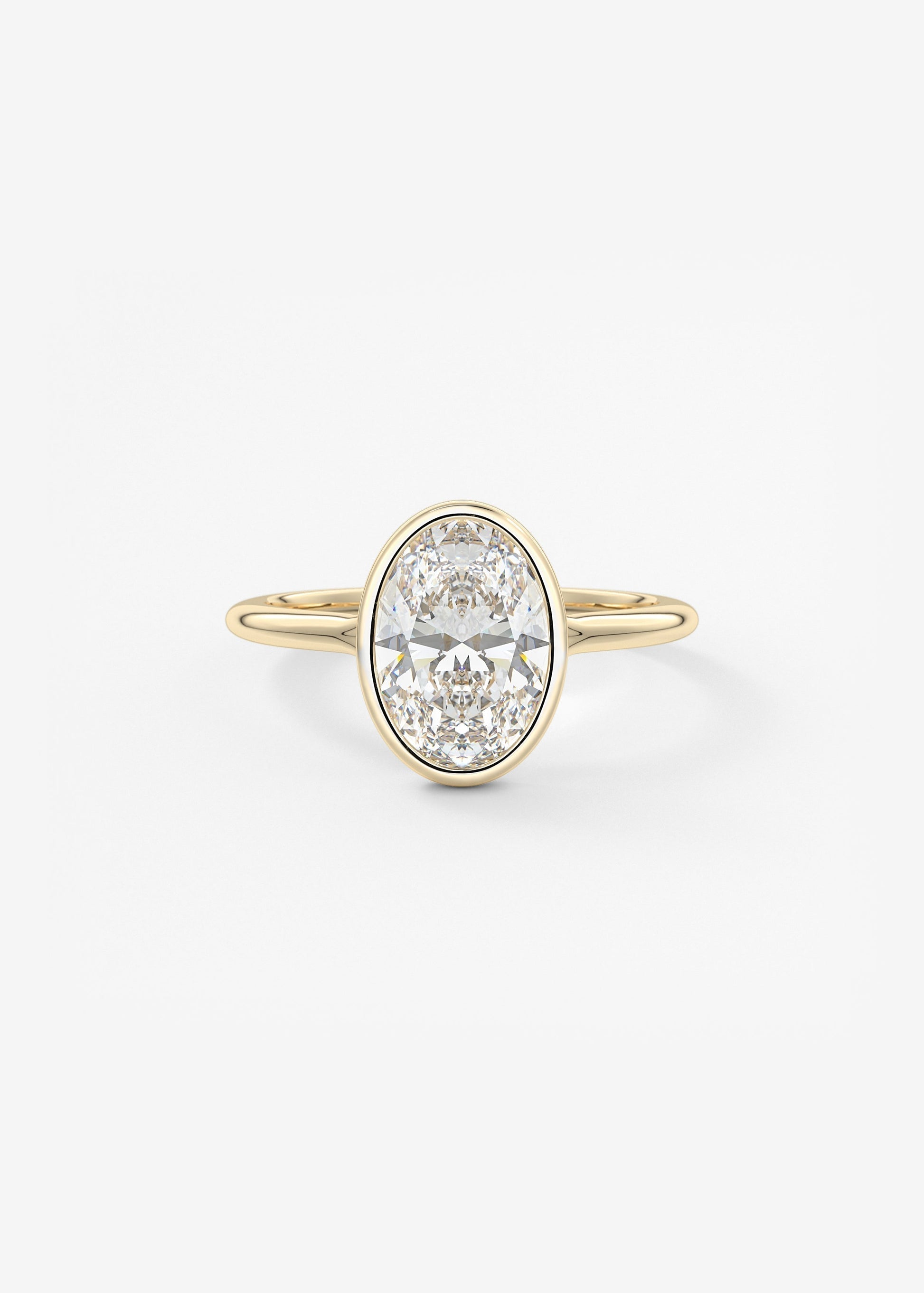 Oval Bezel/ Split Shank Lab Grown Diamond Engagement Ring