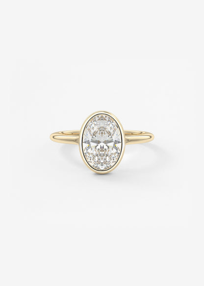 Oval Bezel/ Split Shank Lab Grown Diamond Engagement Ring