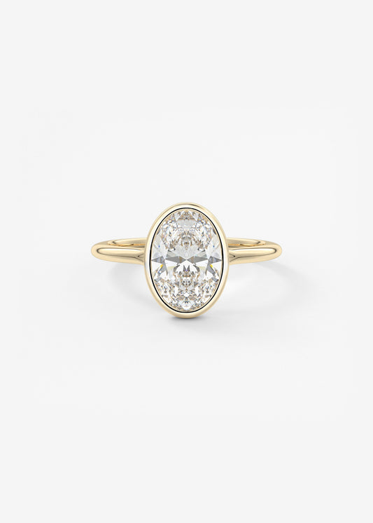 Oval Bezel/ Split Shank Lab Grown Diamond Engagement Ring