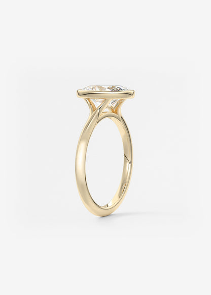 Oval Bezel/ Split Shank Lab Grown Diamond Engagement Ring
