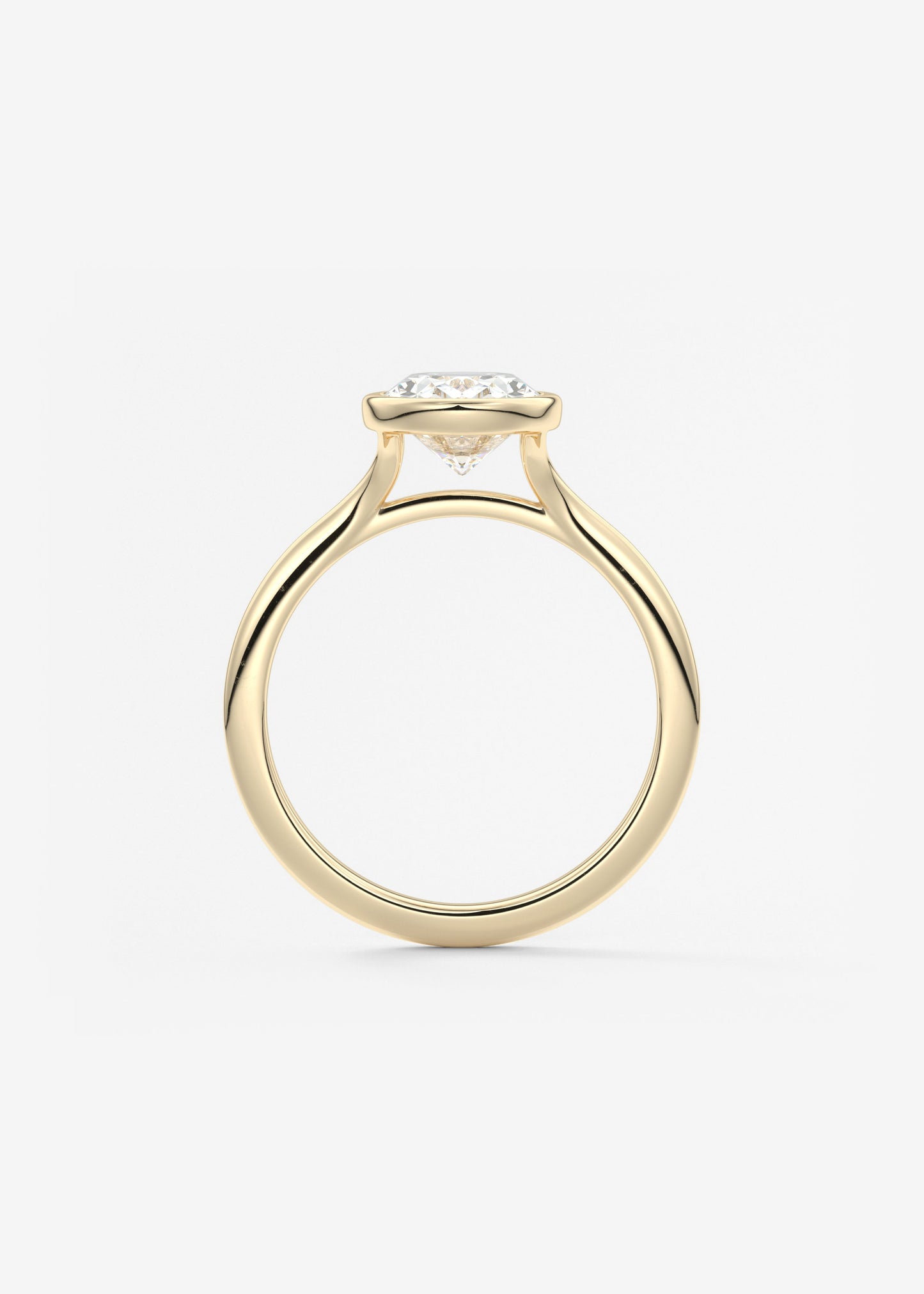 Oval Bezel/ Split Shank Lab Grown Diamond Engagement Ring