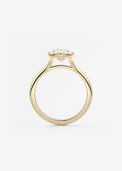 Oval Bezel/ Split Shank Lab Grown Diamond Engagement Ring