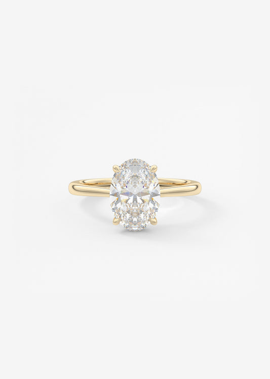 Oval Hidden Halo/Cathedral Lab Grown Diamond Engagement Ring