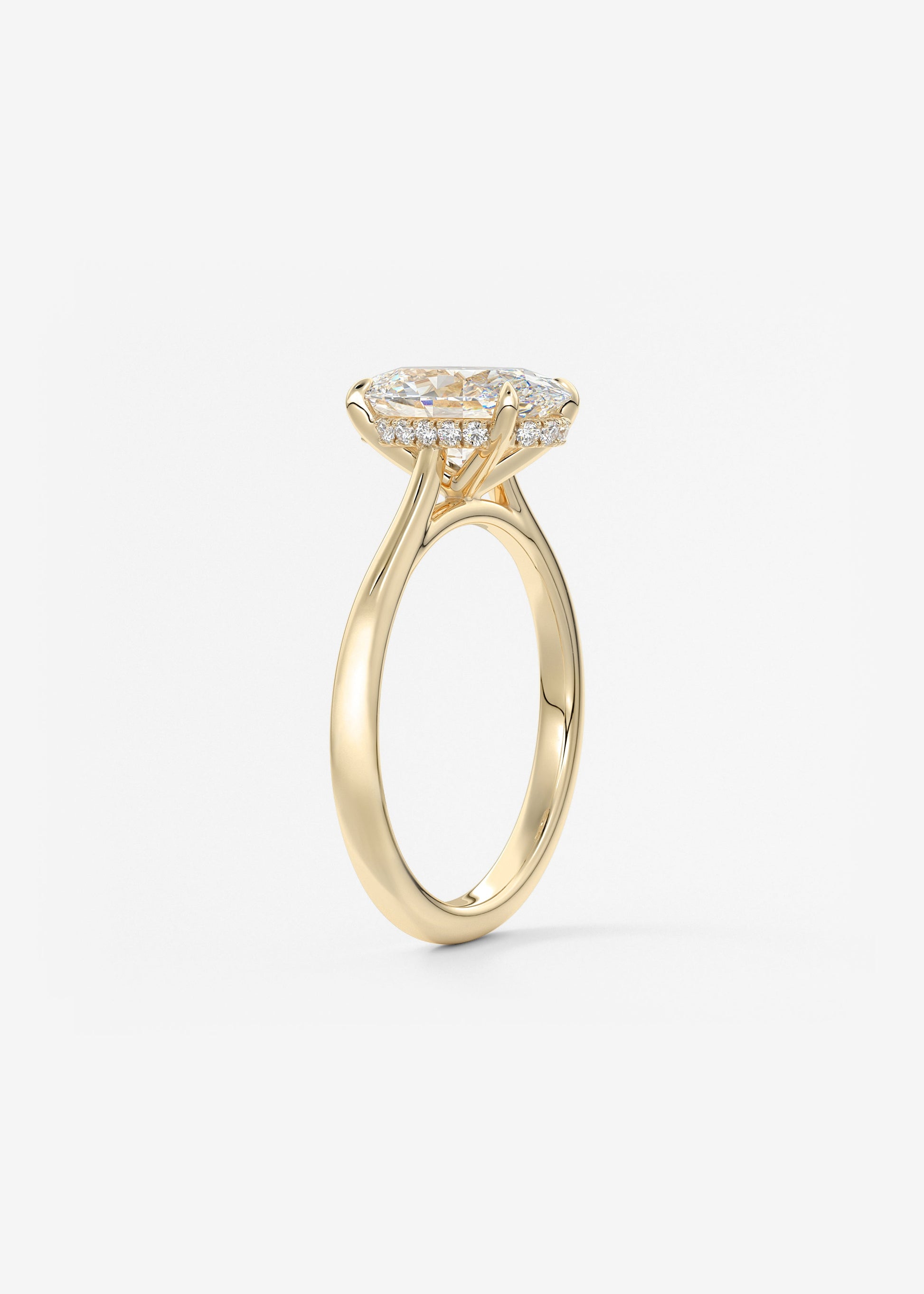 Oval Hidden Halo/Cathedral Lab Grown Diamond Engagement Ring