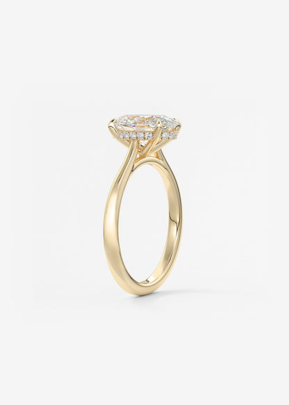 Oval Hidden Halo/Cathedral Lab Grown Diamond Engagement Ring