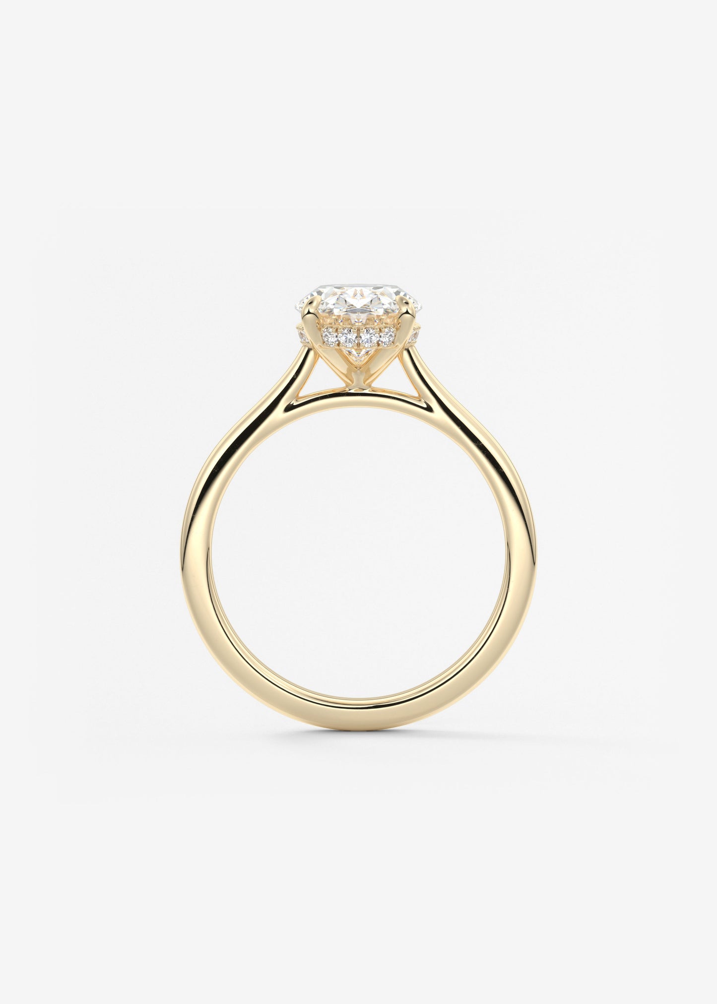 Oval Hidden Halo/Cathedral Lab Grown Diamond Engagement Ring