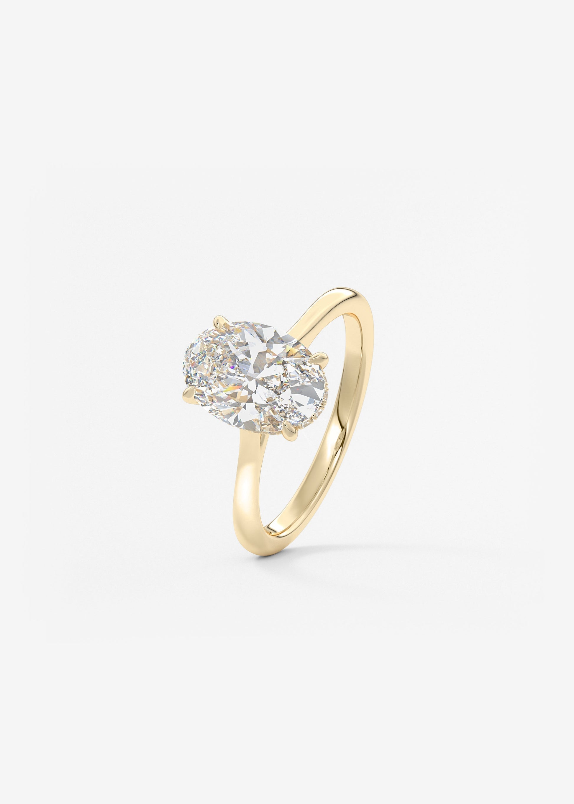 Oval Hidden Halo/Cathedral Lab Grown Diamond Engagement Ring