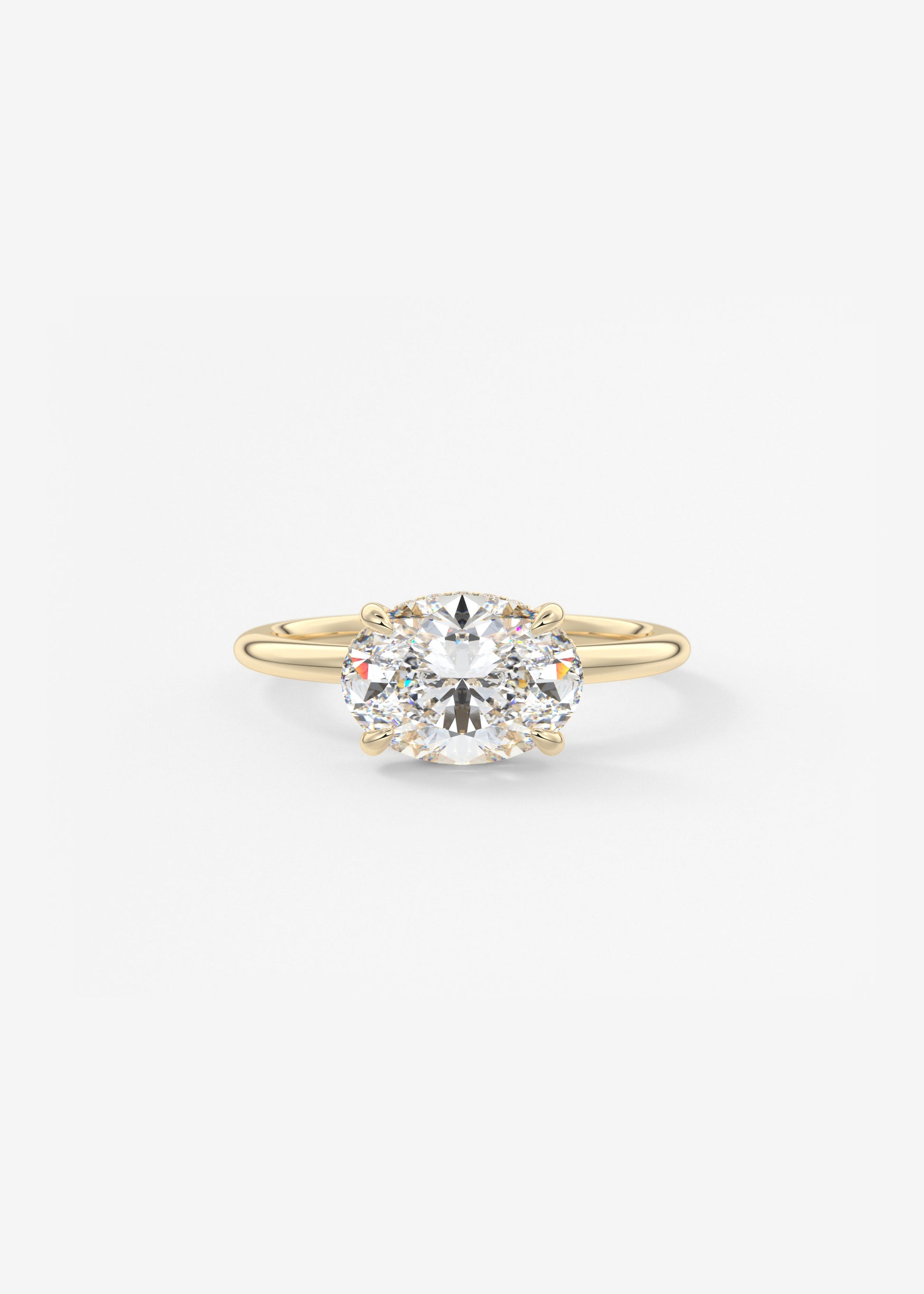 Oval East West Hidden Halo Lab Grown Diamond Engagement Ring