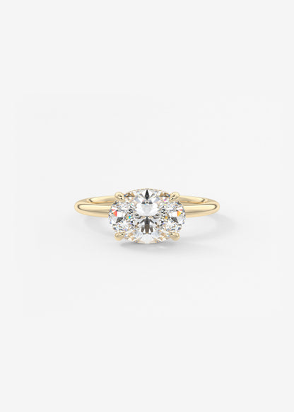 Oval East West Hidden Halo Lab Grown Diamond Engagement Ring