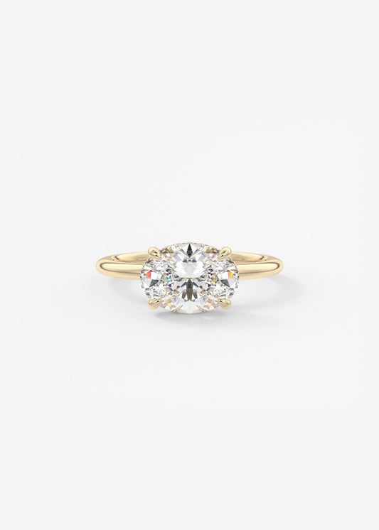Oval East West Hidden Halo Lab Grown Diamond Engagement Ring