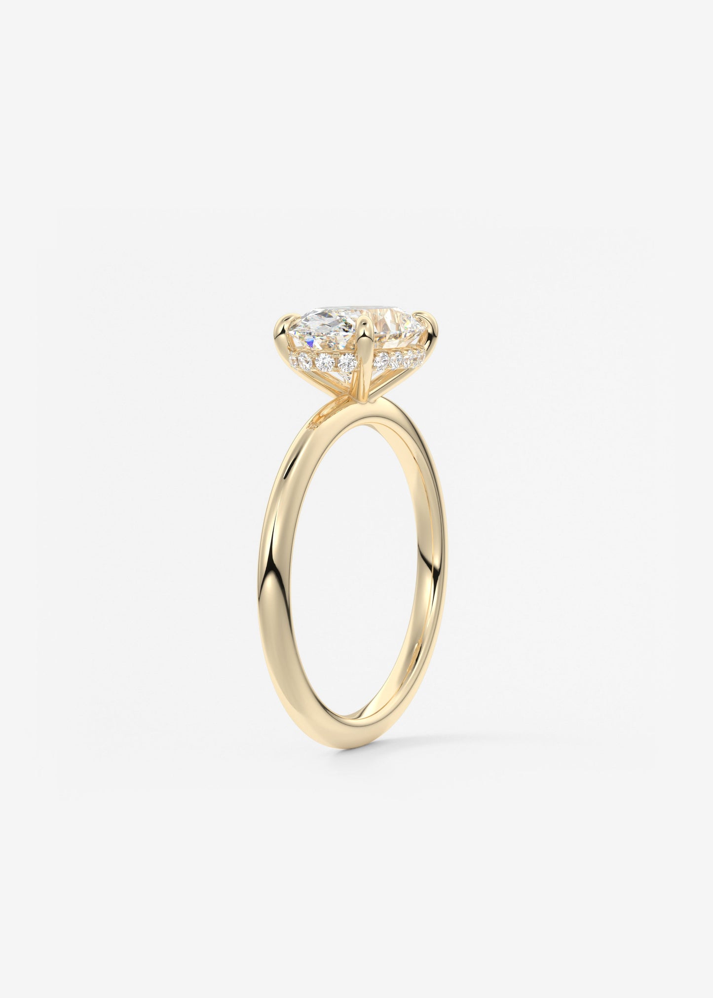 Oval East West Hidden Halo Lab Grown Diamond Engagement Ring