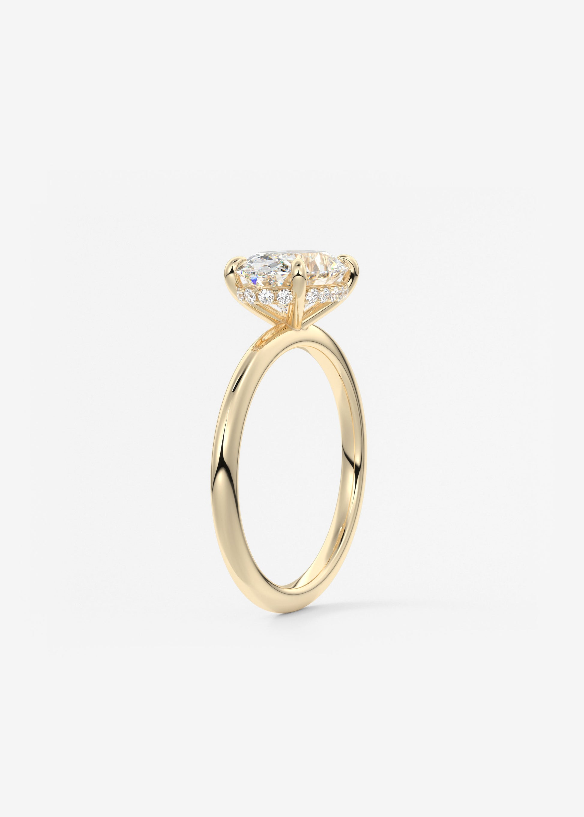 Oval East West Hidden Halo Lab Grown Diamond Engagement Ring