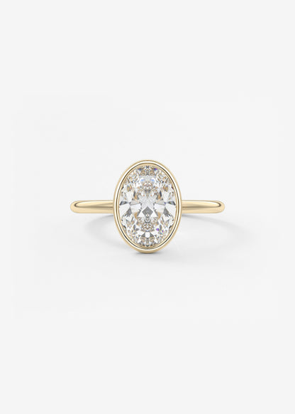 Oval Bezel Lab Grown Diamond Engagement Ring