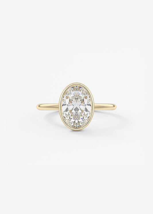 Oval Bezel Lab Grown Diamond Engagement Ring