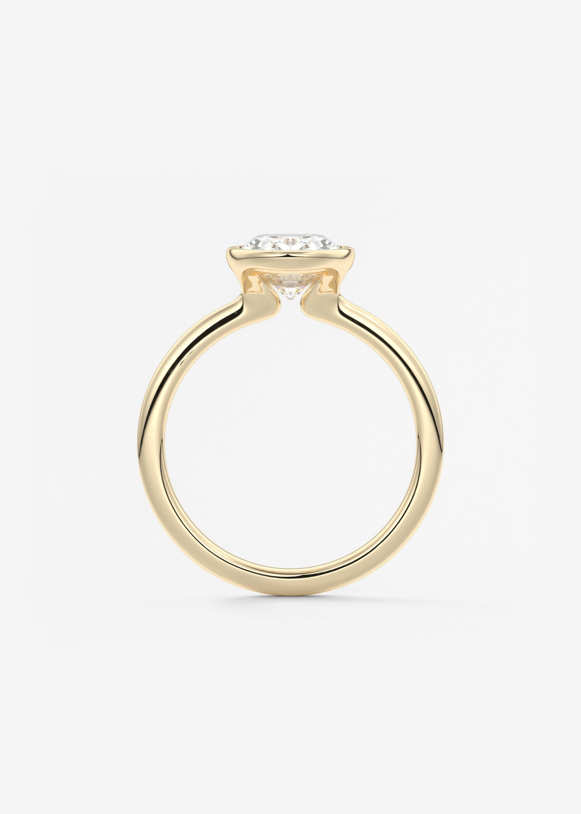 Oval Bezel Lab Grown Diamond Engagement Ring