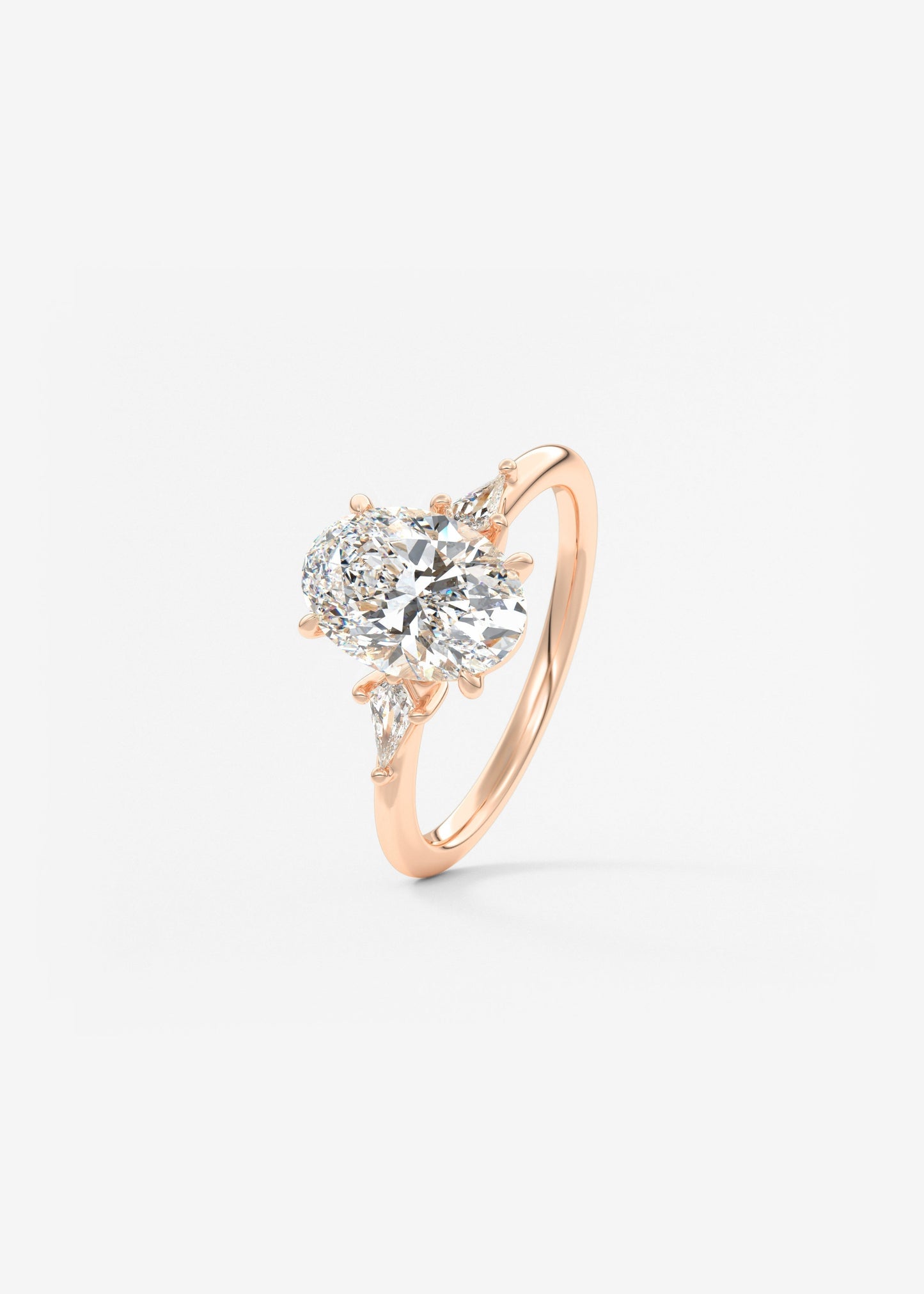 Oval Three Stone Lab Grown Diamond Engagement Ring