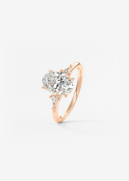 Oval Three Stone Lab Grown Diamond Engagement Ring