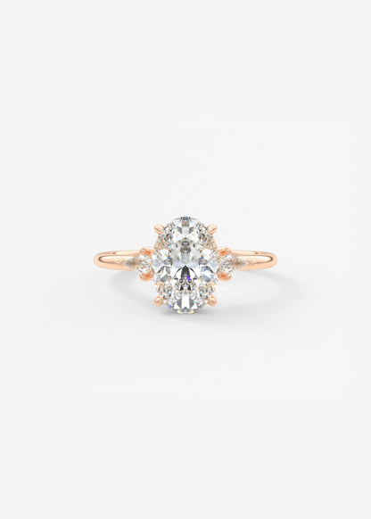 Oval Three Stone Lab Grown Diamond Engagement Ring
