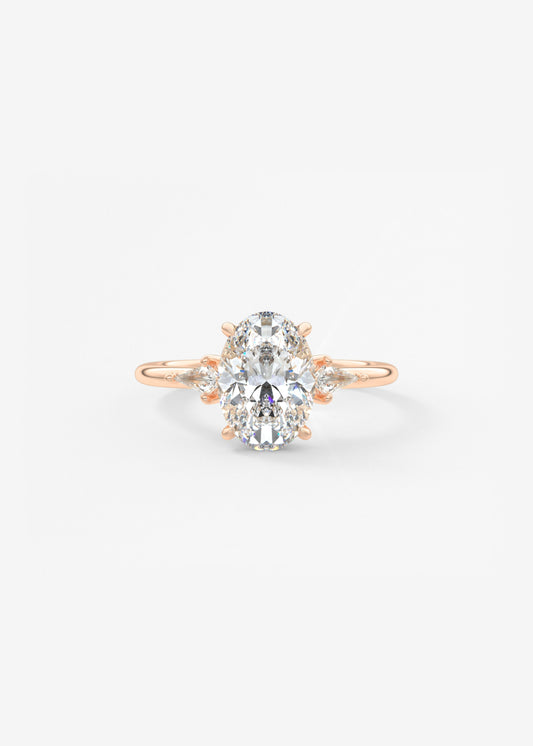 Oval Three Stone Lab Grown Diamond Engagement Ring
