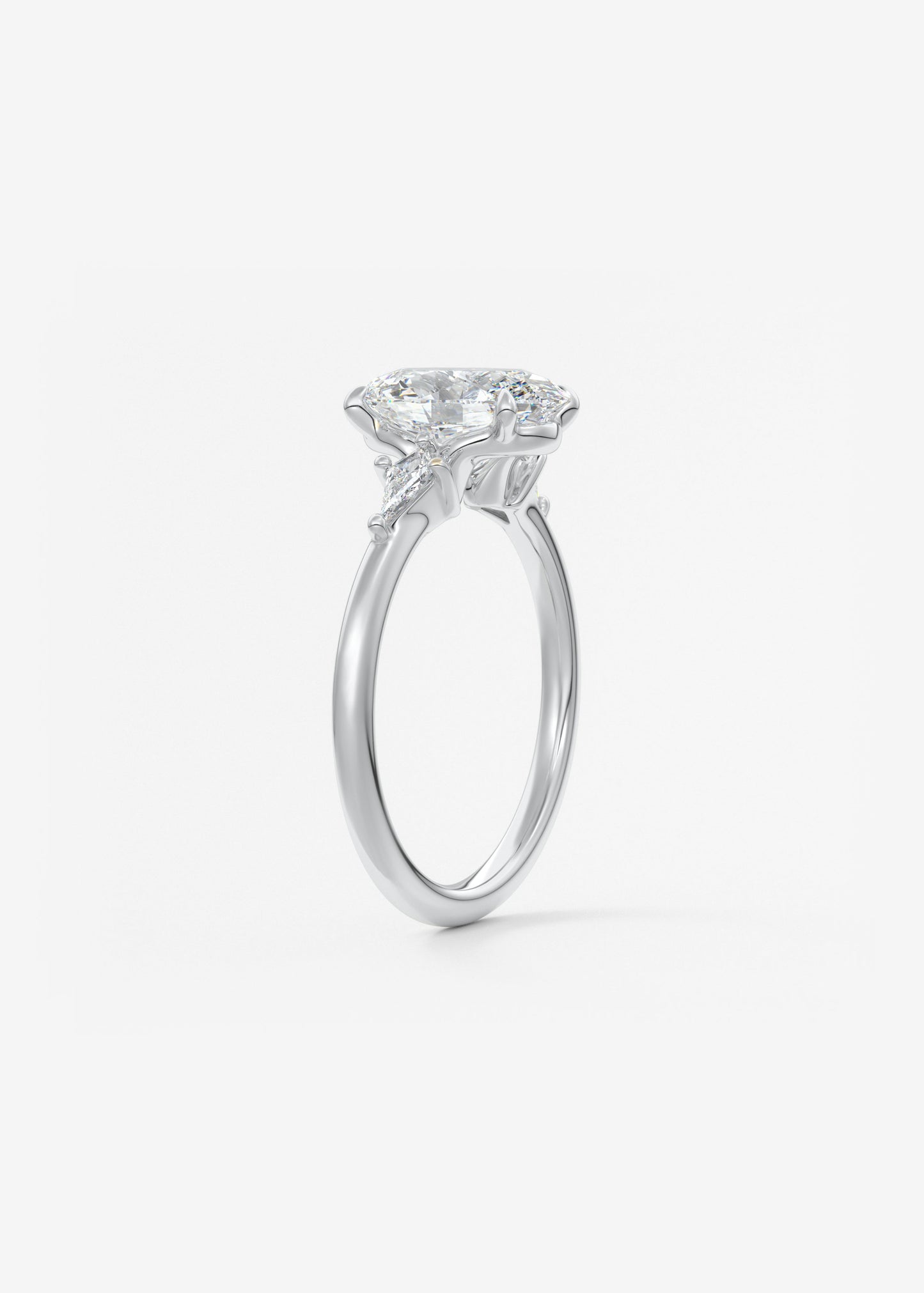 Oval Three Stone Lab Grown Diamond Engagement Ring