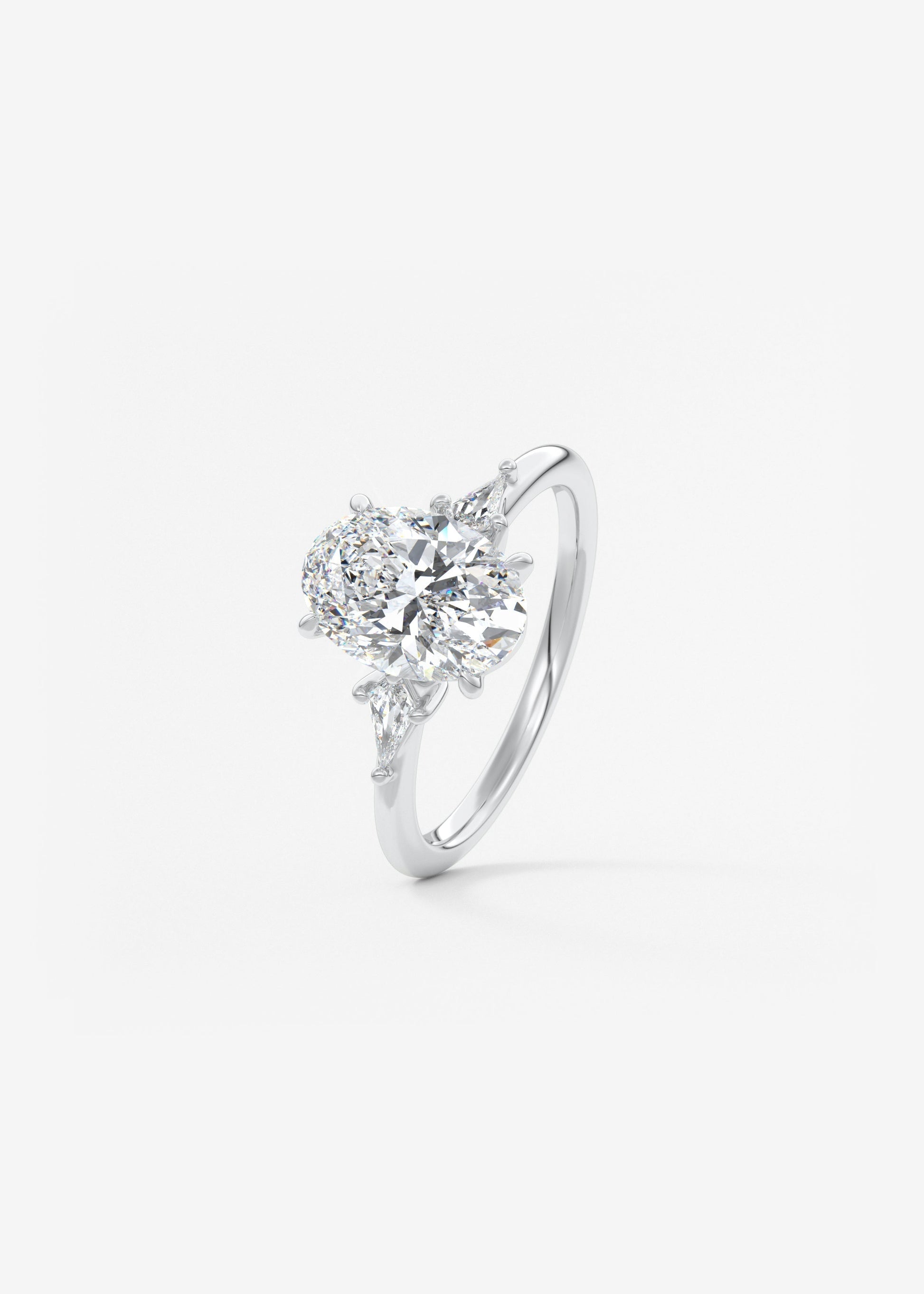 Oval Three Stone Lab Grown Diamond Engagement Ring