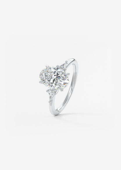 Oval Three Stone Lab Grown Diamond Engagement Ring