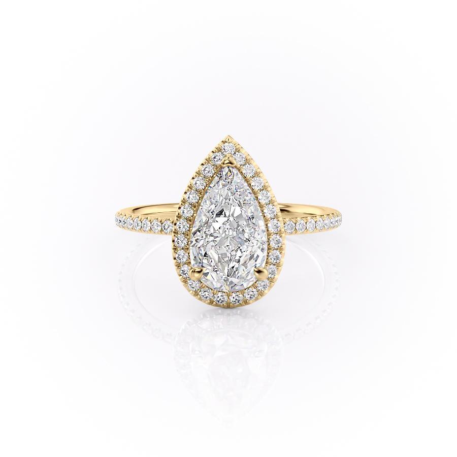 2.0 CT Pear Cut Halo Pave Moissanite Engagement Ring 11