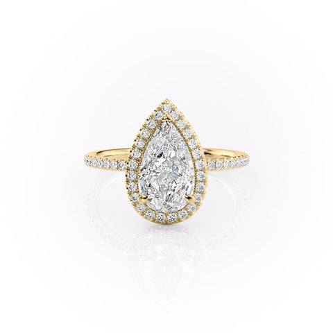 2.0 CT Pear Cut Halo Pave Moissanite Engagement Ring 11