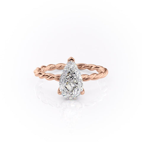 2.0 CT Pear Shaped Solitaire Twisted Rope Moissanite Engagement Ring 12