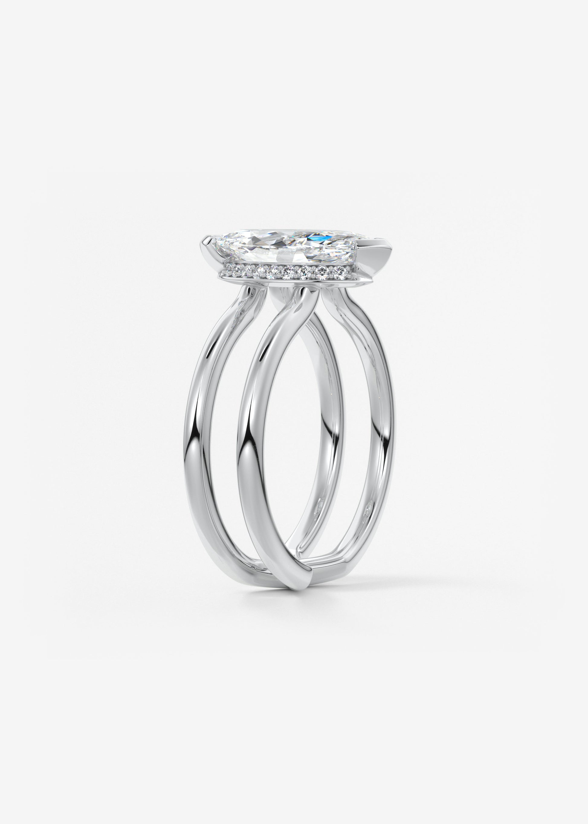 Marquise Cathedral Lab Grown Diamond Engagement Ring