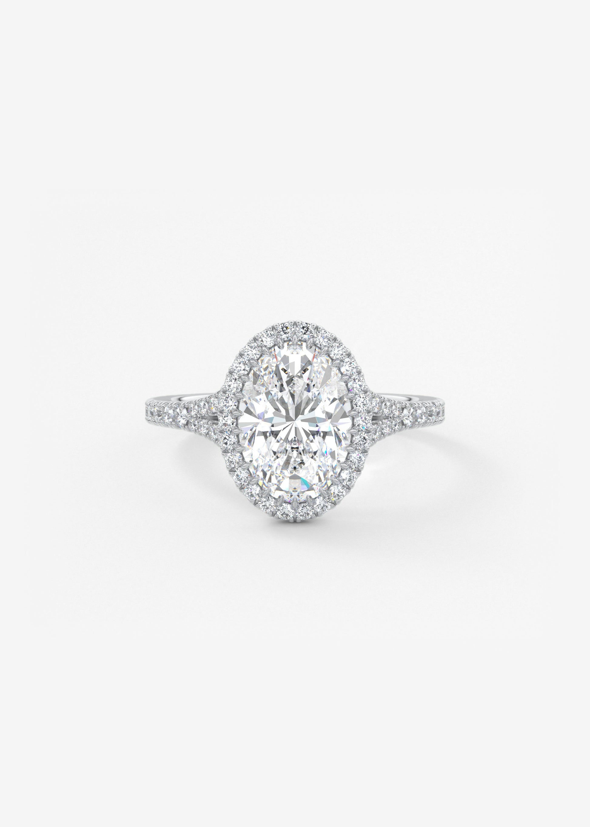 Oval Halo & Pave , Split Shank Lab Grown Diamond Engagement Ring