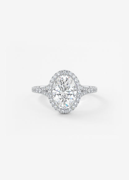 Oval Halo & Pave , Split Shank Lab Grown Diamond Engagement Ring