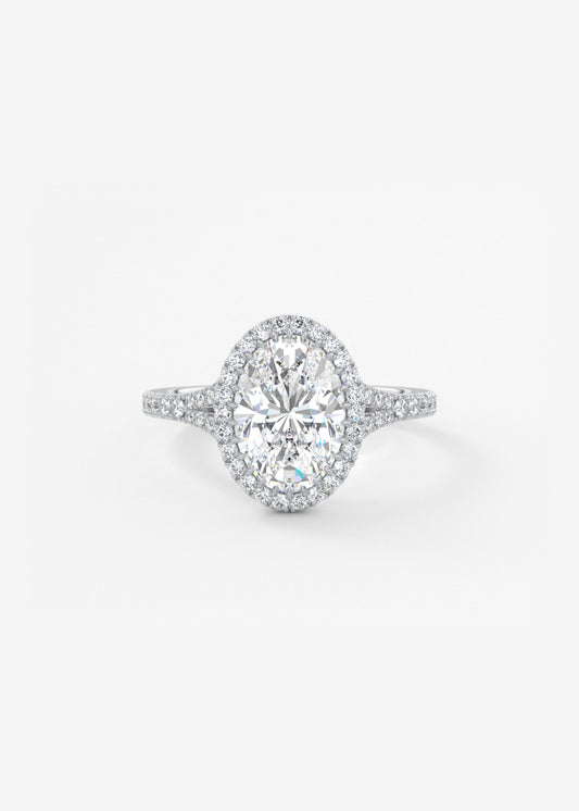 Oval Halo & Pave , Split Shank Lab Grown Diamond Engagement Ring