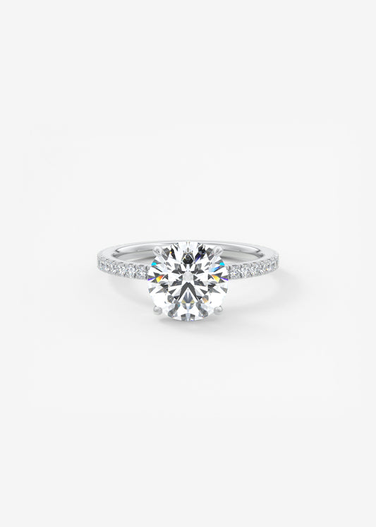 Round Pave Lab Grown Diamond Engagement Ring