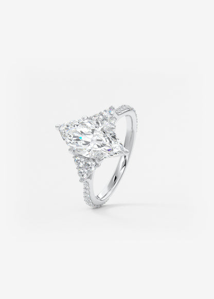 Marquise Cluster Lab Grown Diamond Engagement Ring