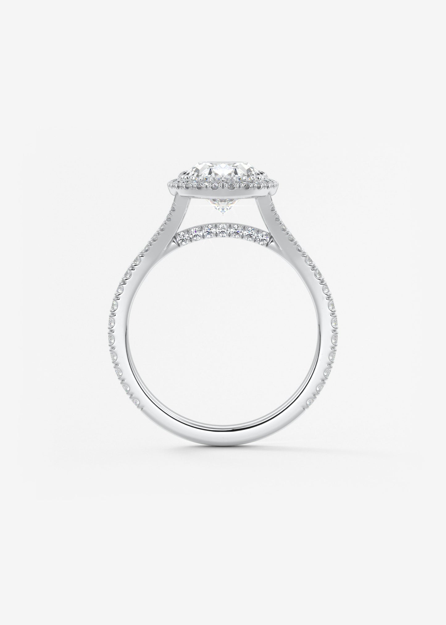 Oval Halo & Pave , Split Shank Lab Grown Diamond Engagement Ring