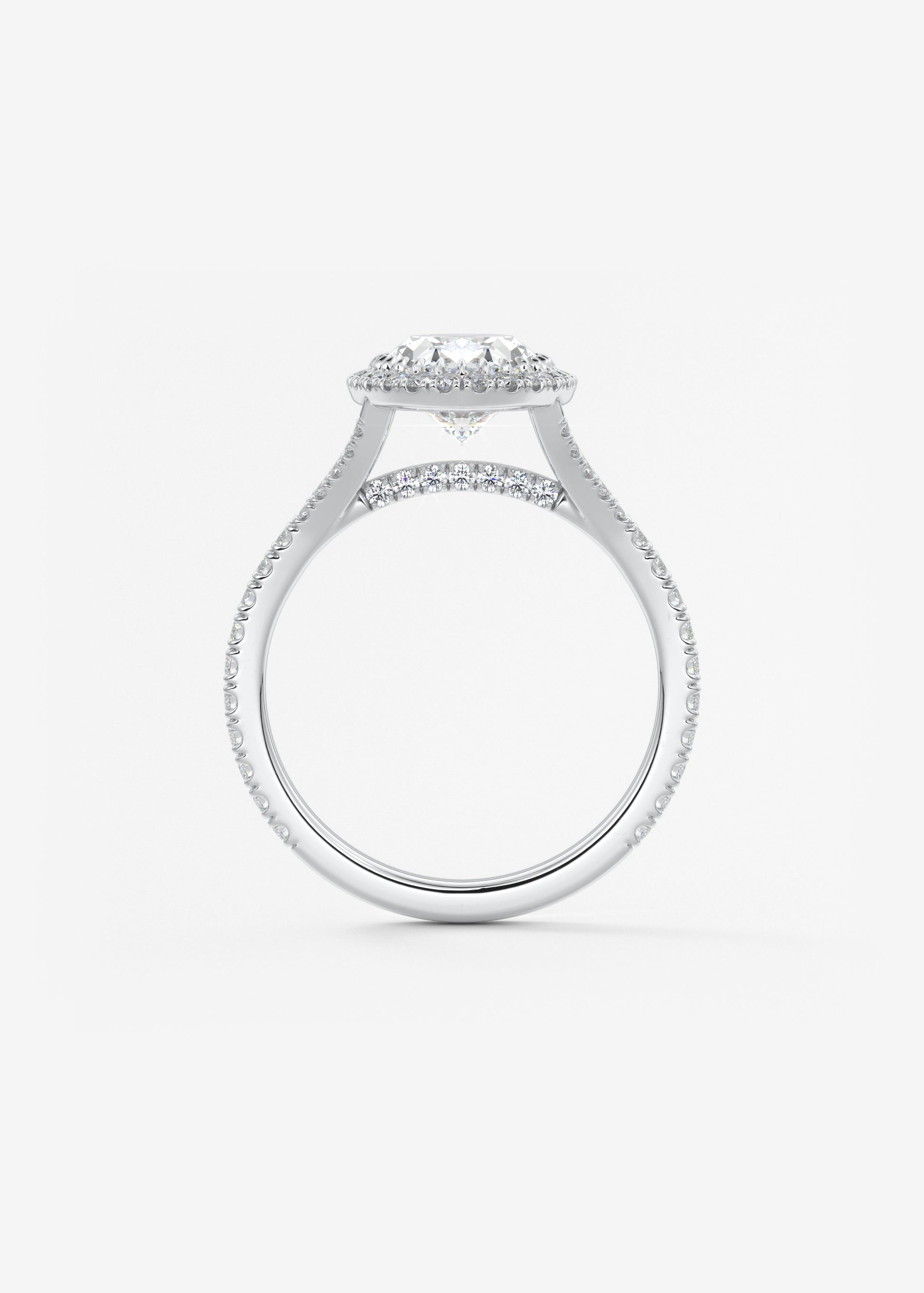 Oval Halo & Pave , Split Shank Lab Grown Diamond Engagement Ring